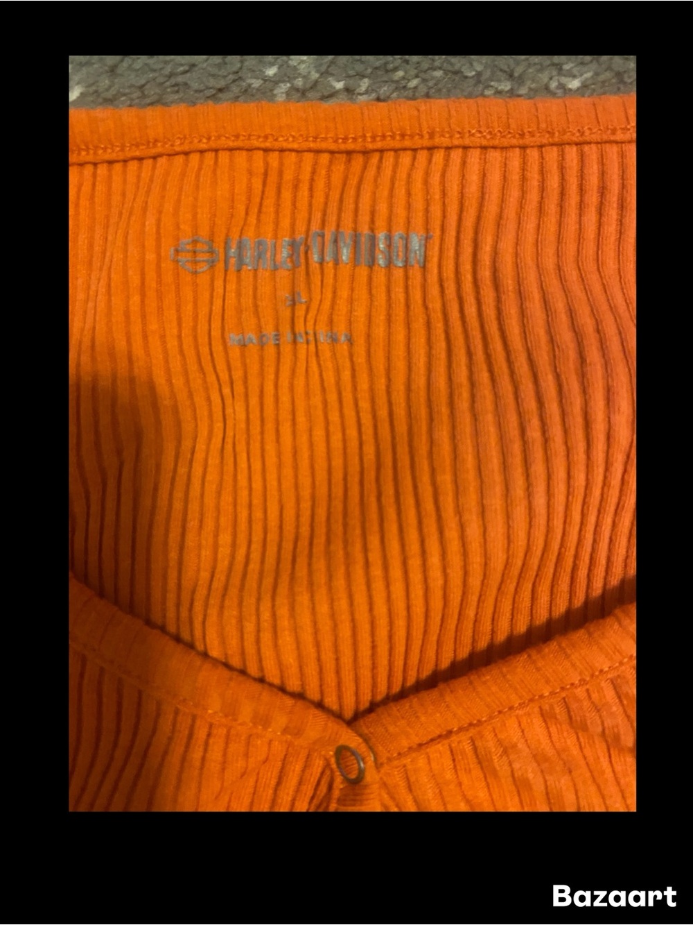 Harley-Davidson Orange Ribbed Snap-Button Bodysuit - Picture 3 of 5